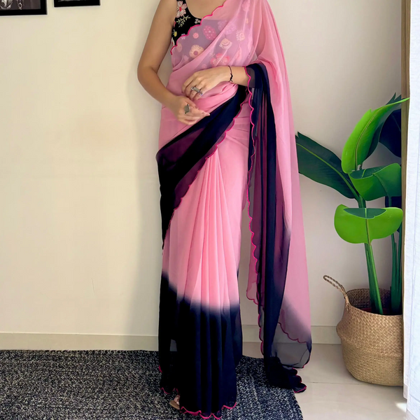 Mesmerizing Shaded Faux Georgette Saree