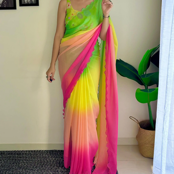 Mesmerizing Shaded Faux Georgette Saree