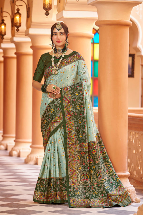 Sea Green Patola Silk Saree: Elevate Your Style with Elegance