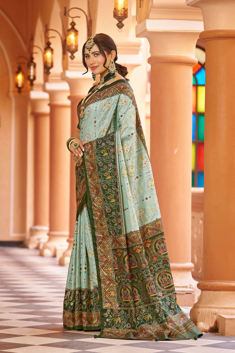 Sea Green Patola Silk Saree: Elevate Your Style with Elegance