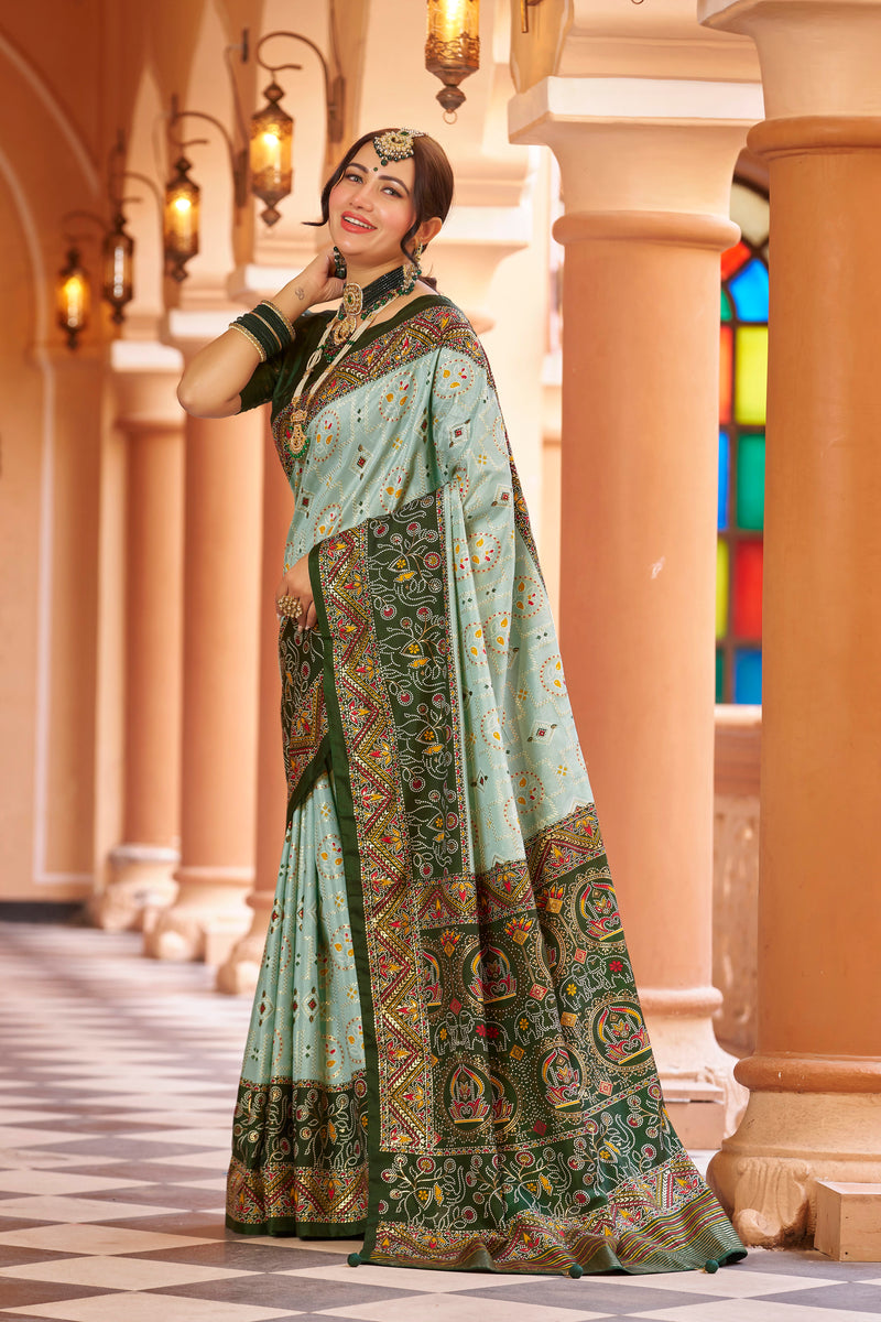 Sea Green Patola Silk Saree: Elevate Your Style with Elegance