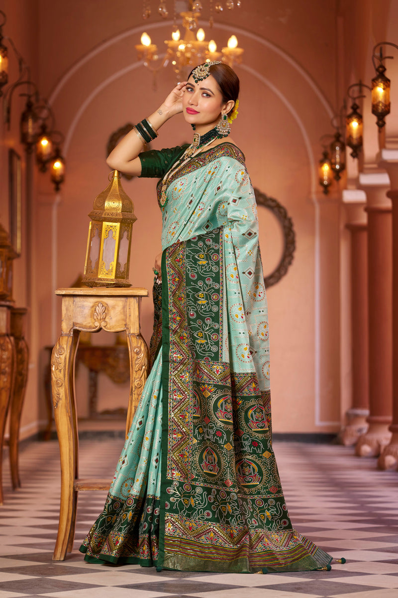 Sea Green Patola Silk Saree: Elevate Your Style with Elegance