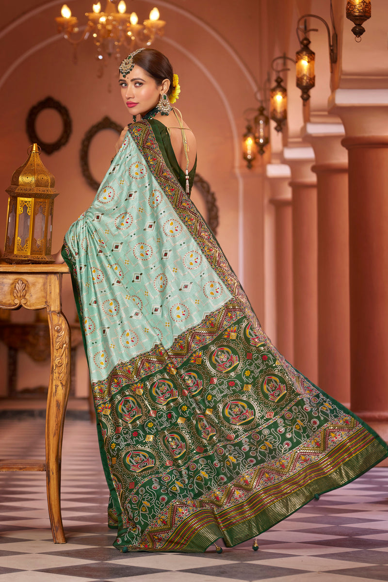 Sea Green Patola Silk Saree: Elevate Your Style with Elegance