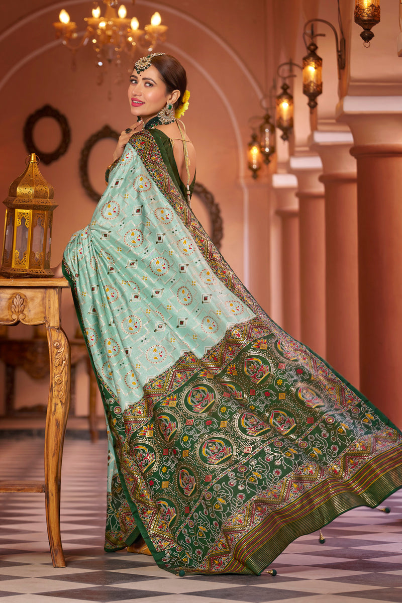 Sea Green Patola Silk Saree: Elevate Your Style with Elegance