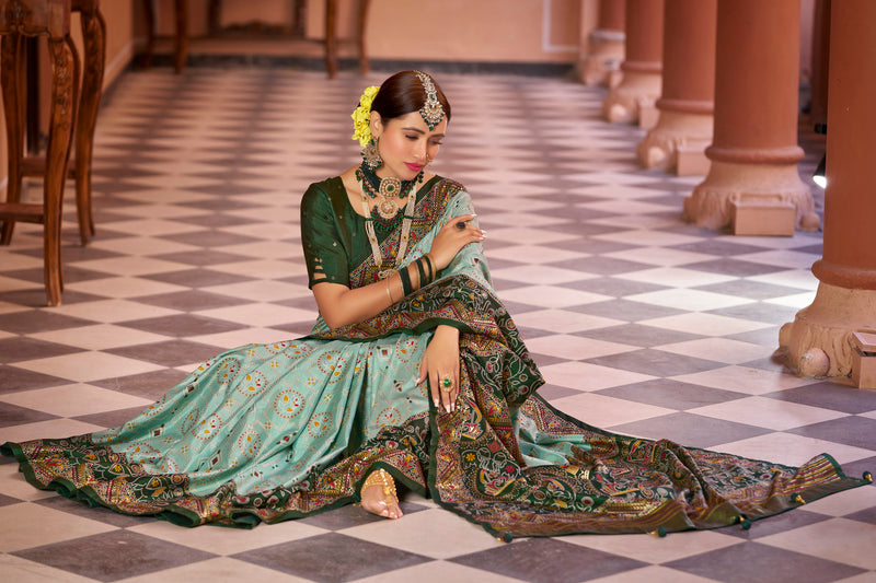 Sea Green Patola Silk Saree: Elevate Your Style with Elegance