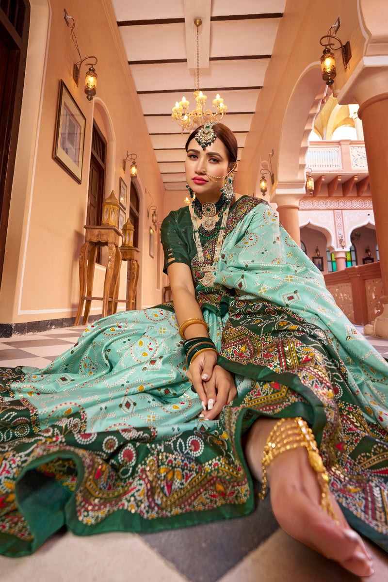 Sea Green Patola Silk Saree: Elevate Your Style with Elegance