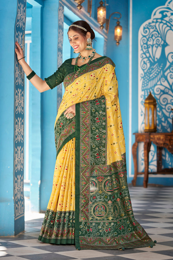 Light yellow Patola Silk Saree: Elevate Your Style with Elegance