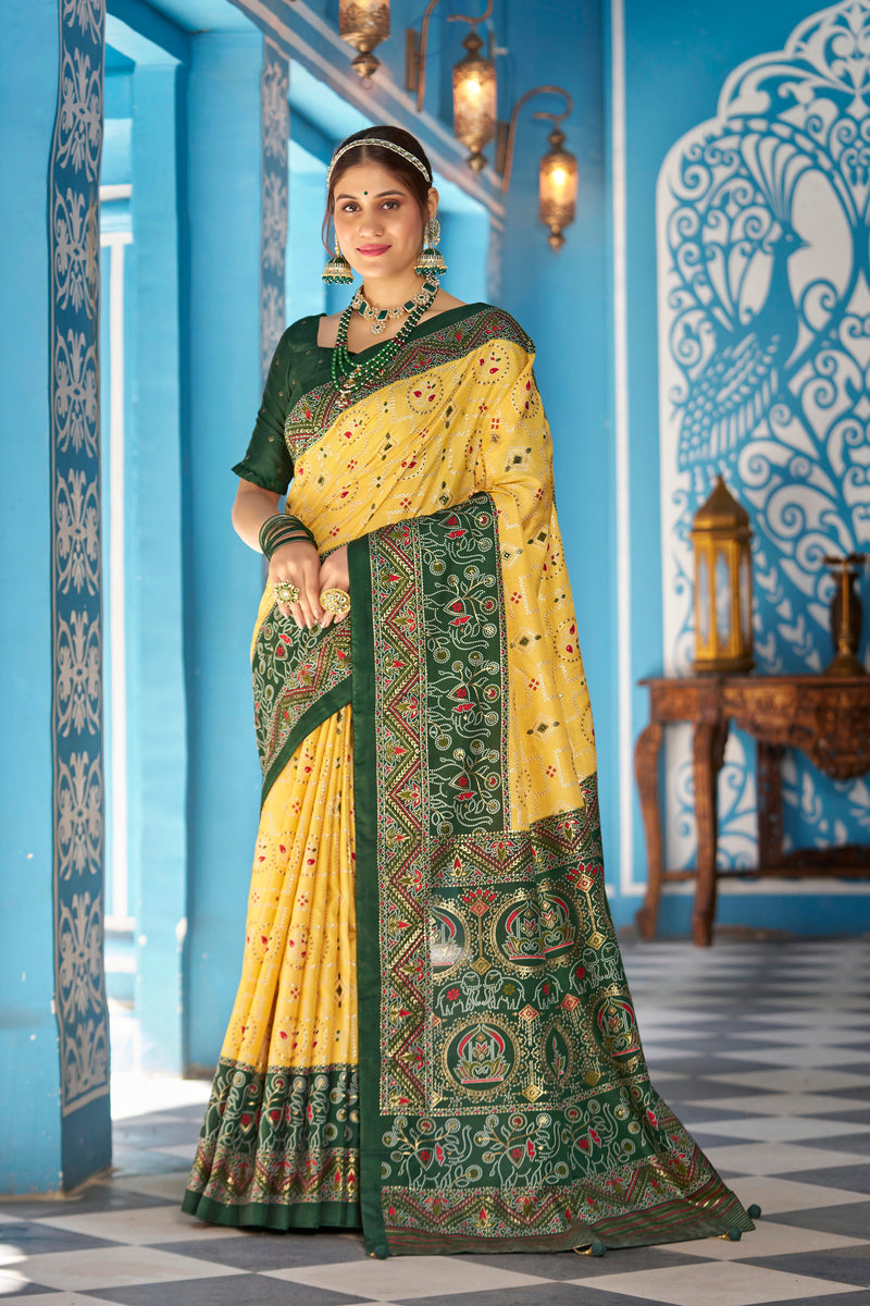 Light yellow Patola Silk Saree: Elevate Your Style with Elegance