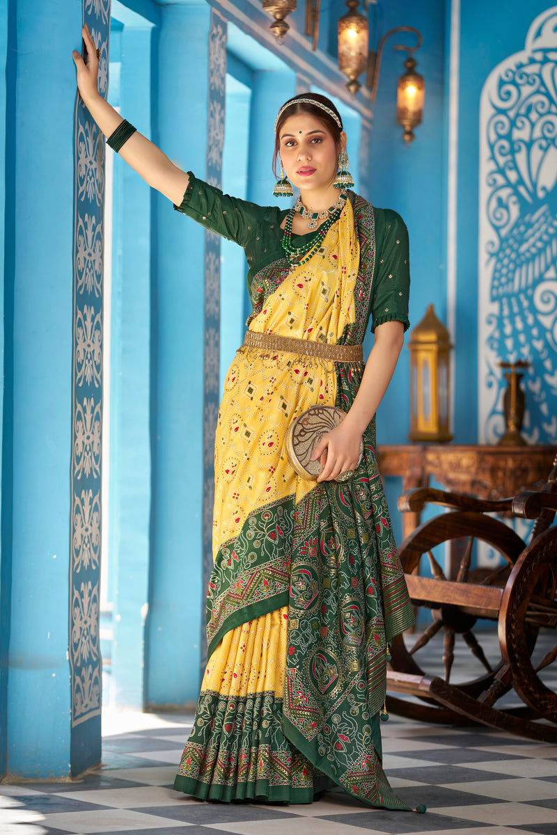 Light yellow Patola Silk Saree: Elevate Your Style with Elegance