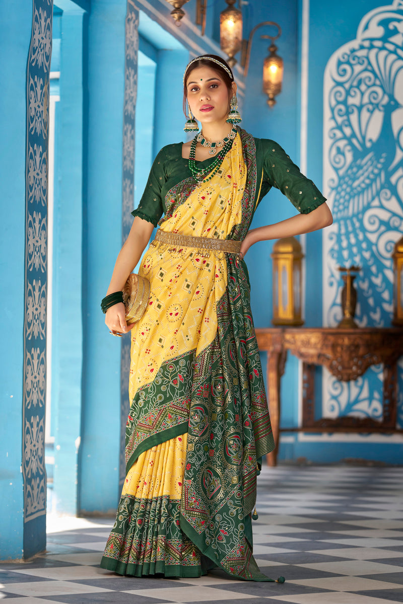 Light yellow Patola Silk Saree: Elevate Your Style with Elegance