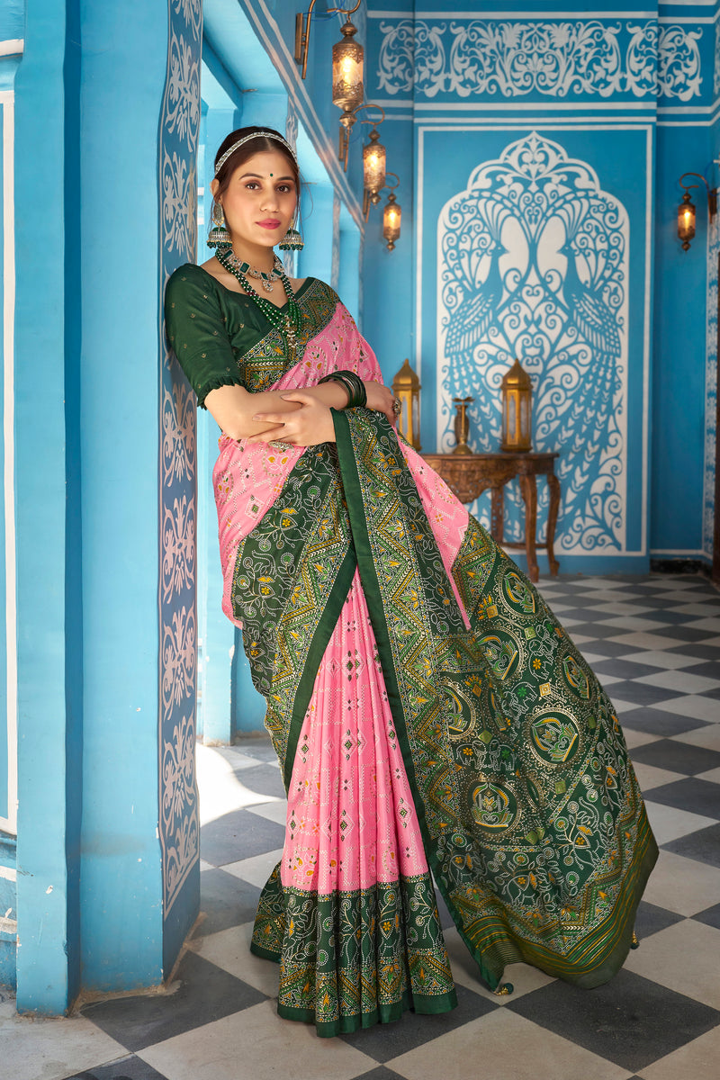 Peach Patola Silk Saree: Elevate Your Style with Elegance