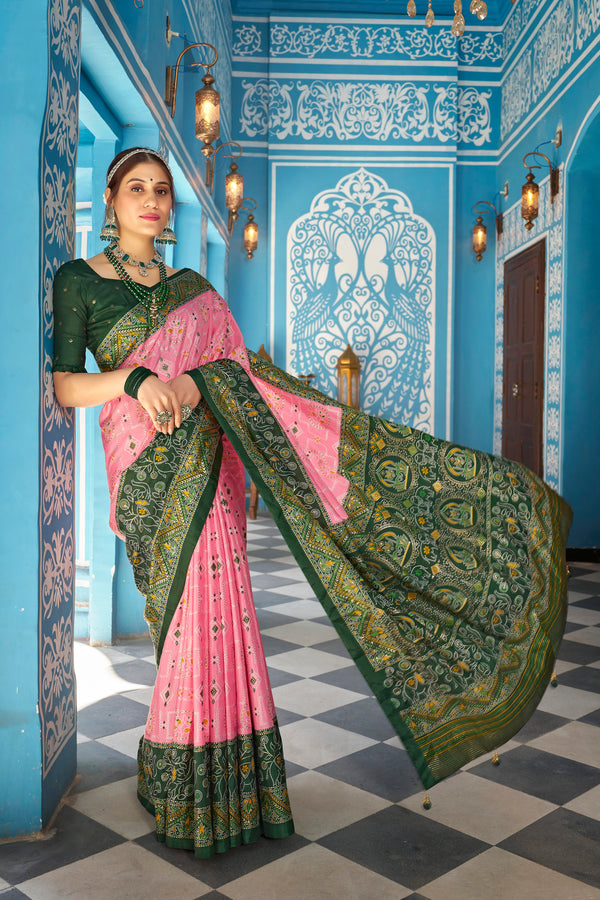 Peach Patola Silk Saree: Elevate Your Style with Elegance