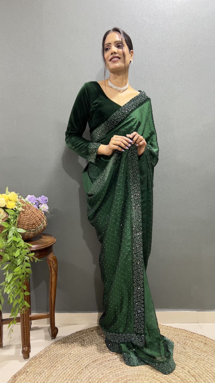 Embrace Elegance with Our Premium Rangoli Silk Saree – Swarovski Work