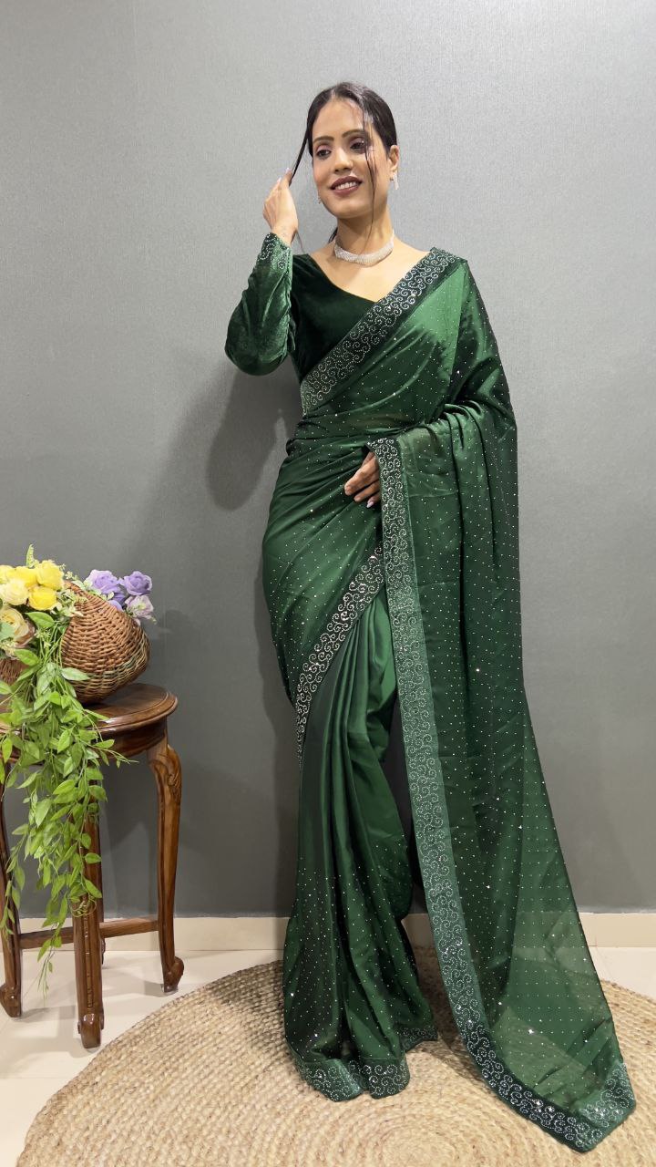 Embrace Elegance with Our Premium Rangoli Silk Saree – Swarovski Work