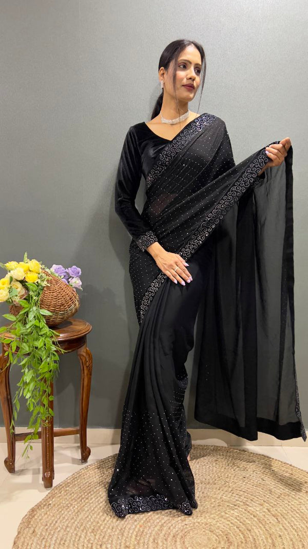 Embrace Elegance with Our Premium Rangoli Silk Saree – Swarovski Work