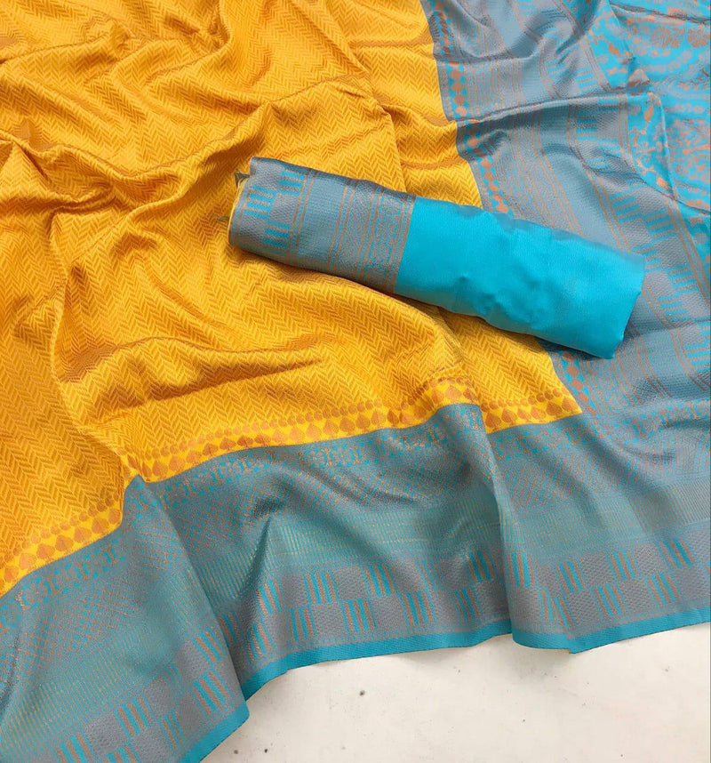 Yellow Soft Silk Saree