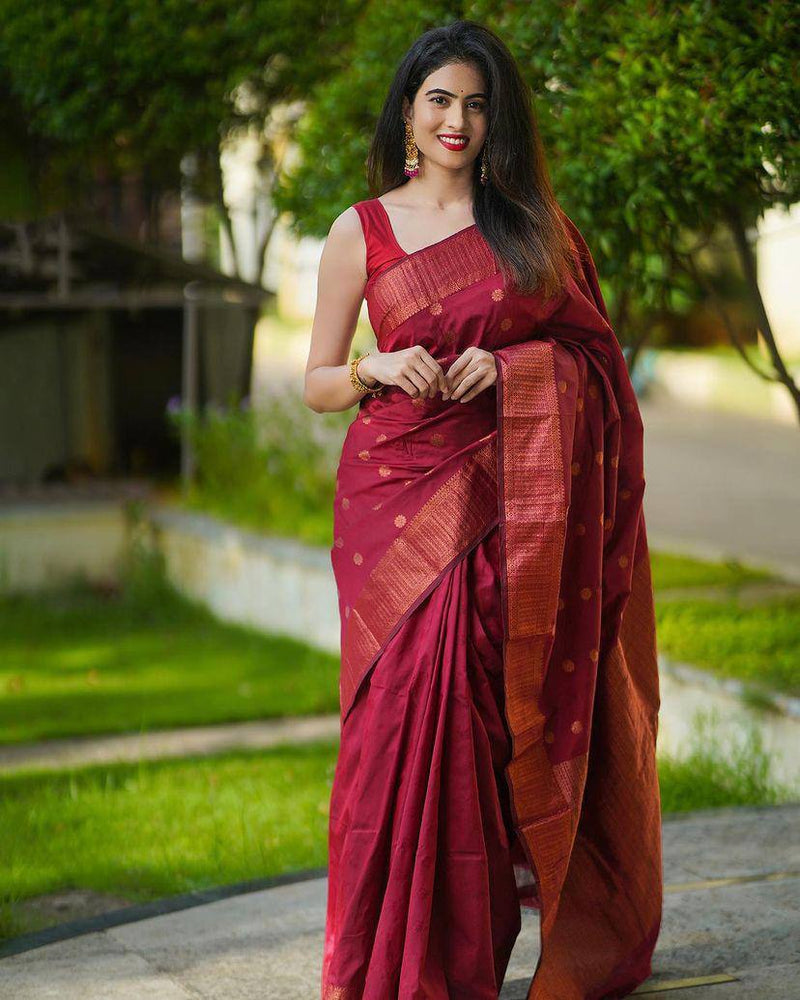 Paru Maroon Soft Silk Saree