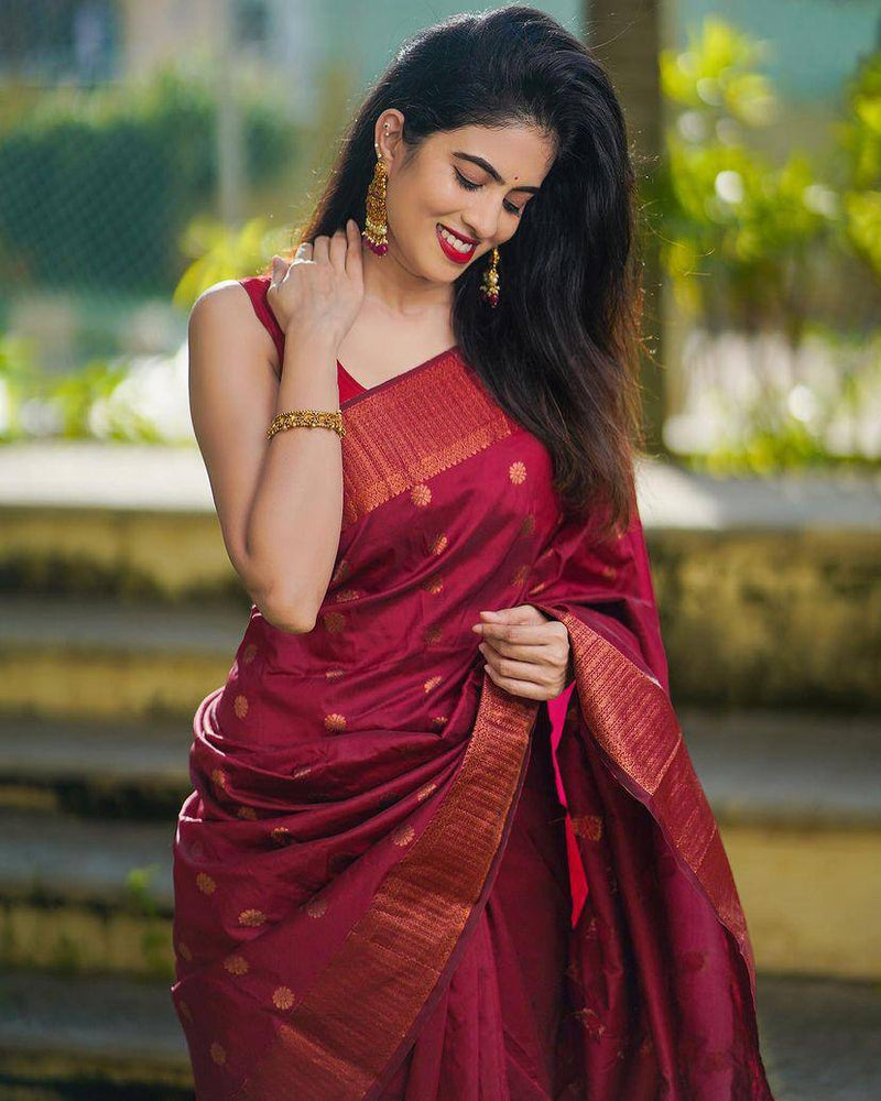 Paru Maroon Soft Silk Saree