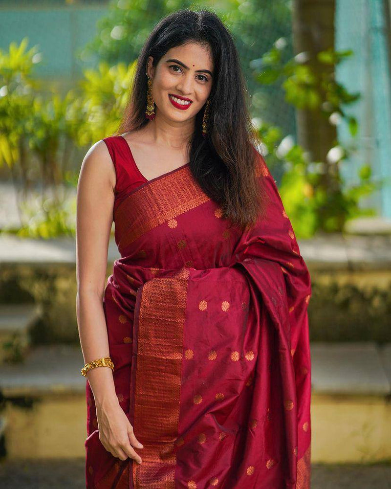 Paru Maroon Soft Silk Saree