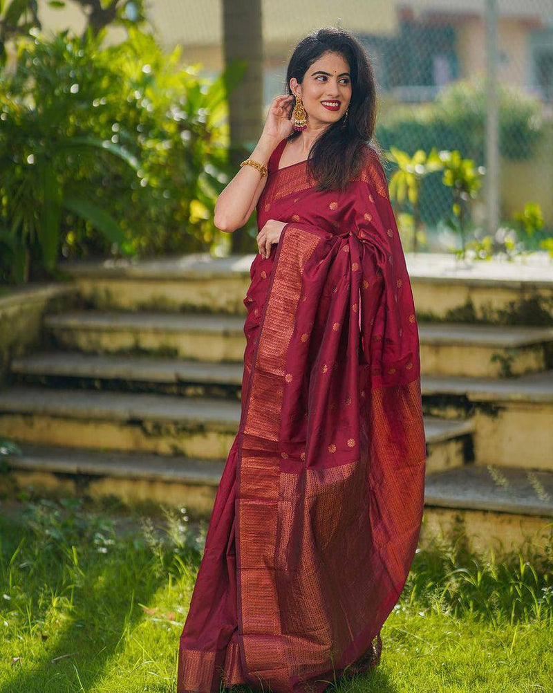 Paru Maroon Soft Silk Saree