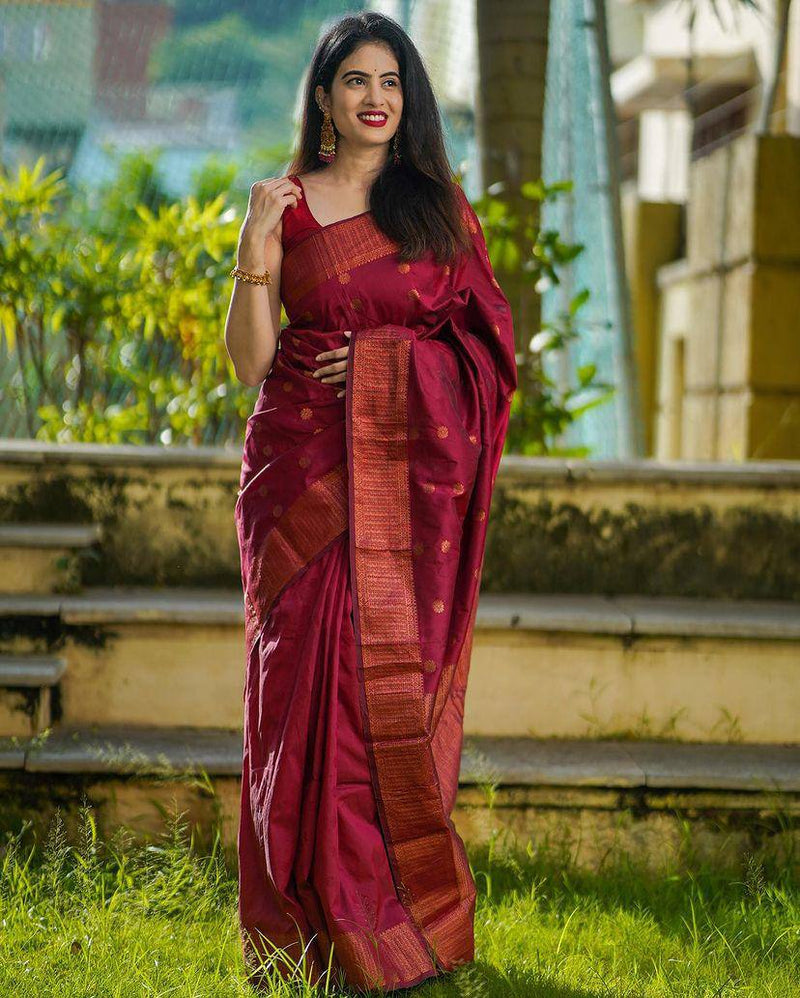 Paru Maroon Soft Silk Saree