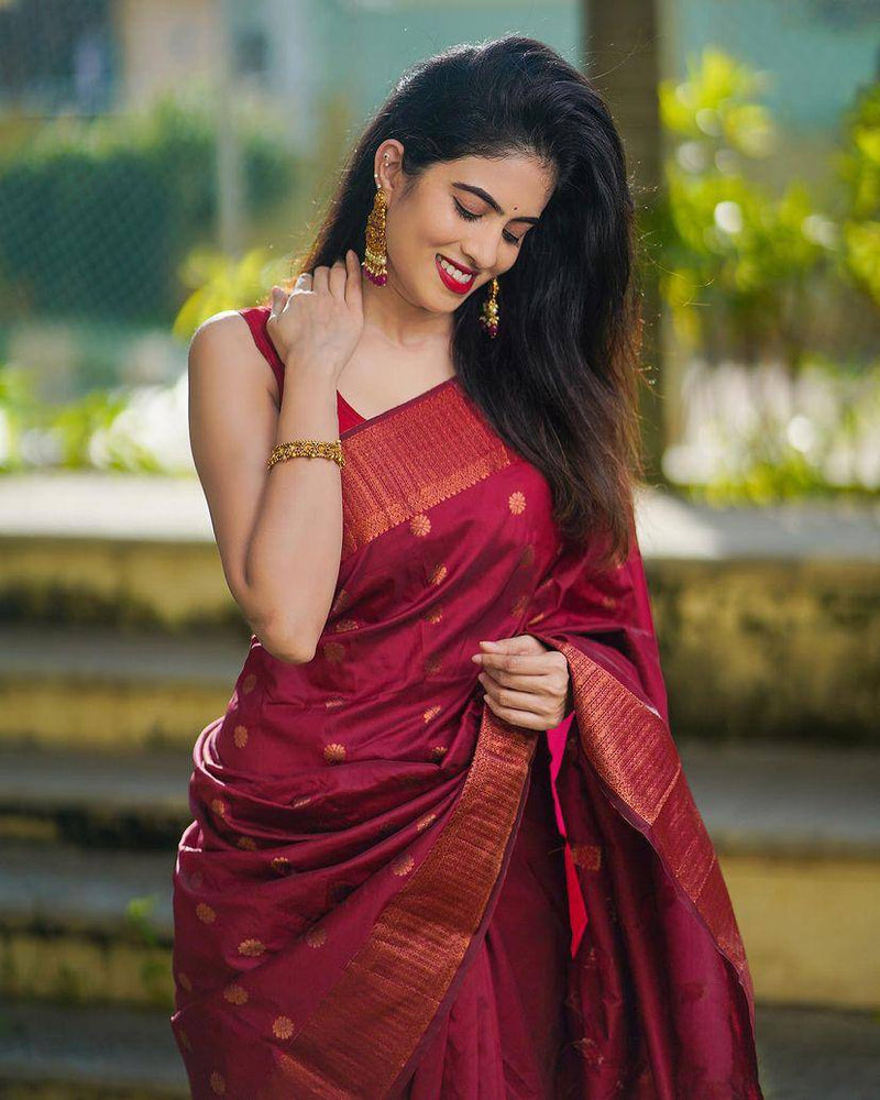 Paru Maroon Soft Silk Saree