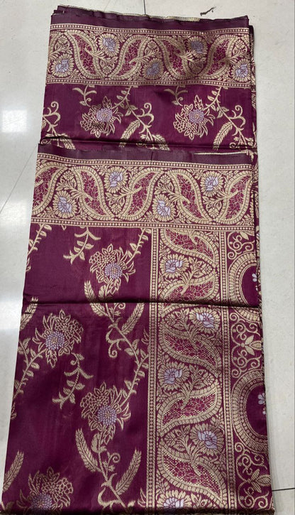 Designer Litchi Silk Printed Saree With Unstitched Blouse