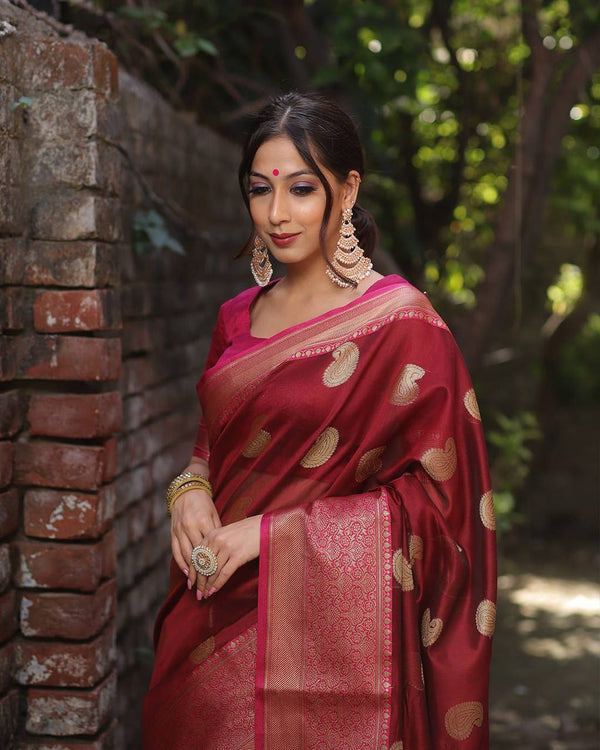 Maroon Soft Silk Saree