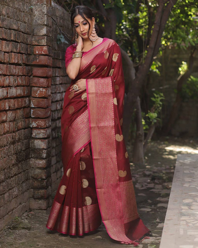 Maroon Soft Silk Saree