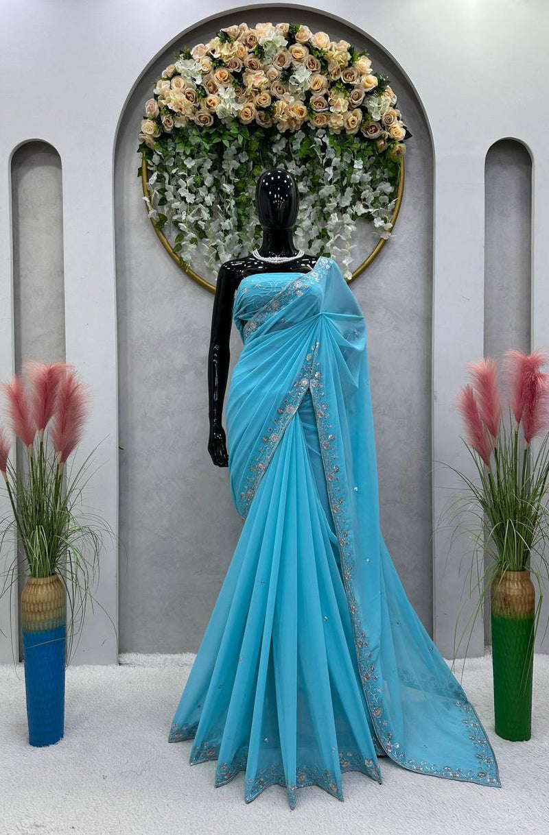 Nilormy  Georgette Sequence work saree