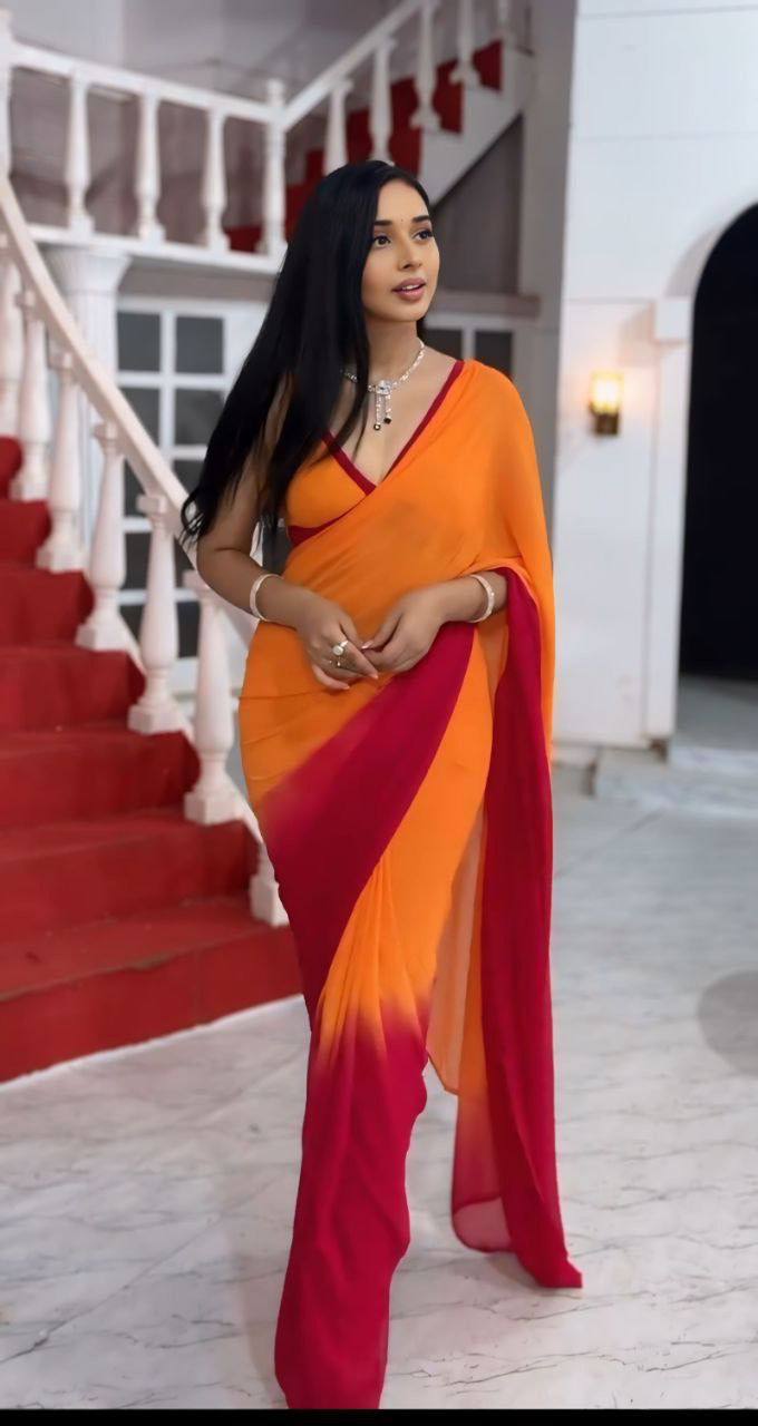 "Quick & Stylish: Ready to Wear Georgette Silk Saree