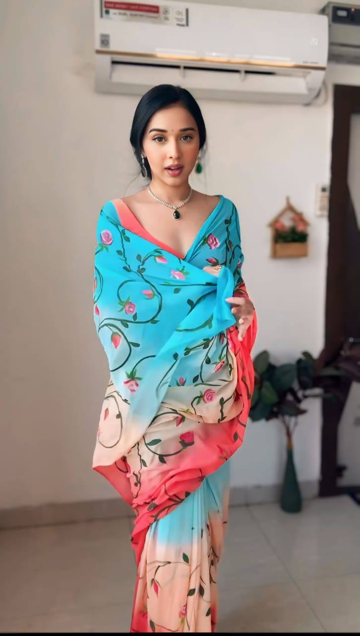 "Effortless Elegance: Ready to Wear Soft Georgette Silk Saree in 1 Minute"