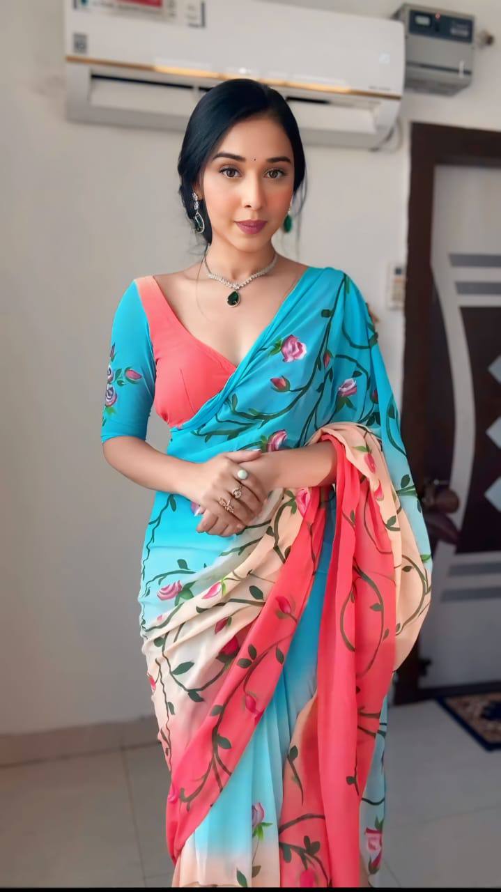 "Effortless Elegance: Ready to Wear Soft Georgette Silk Saree in 1 Minute"