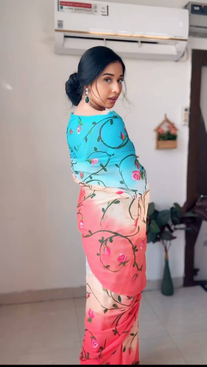 "Effortless Elegance: Ready to Wear Soft Georgette Silk Saree in 1 Minute"