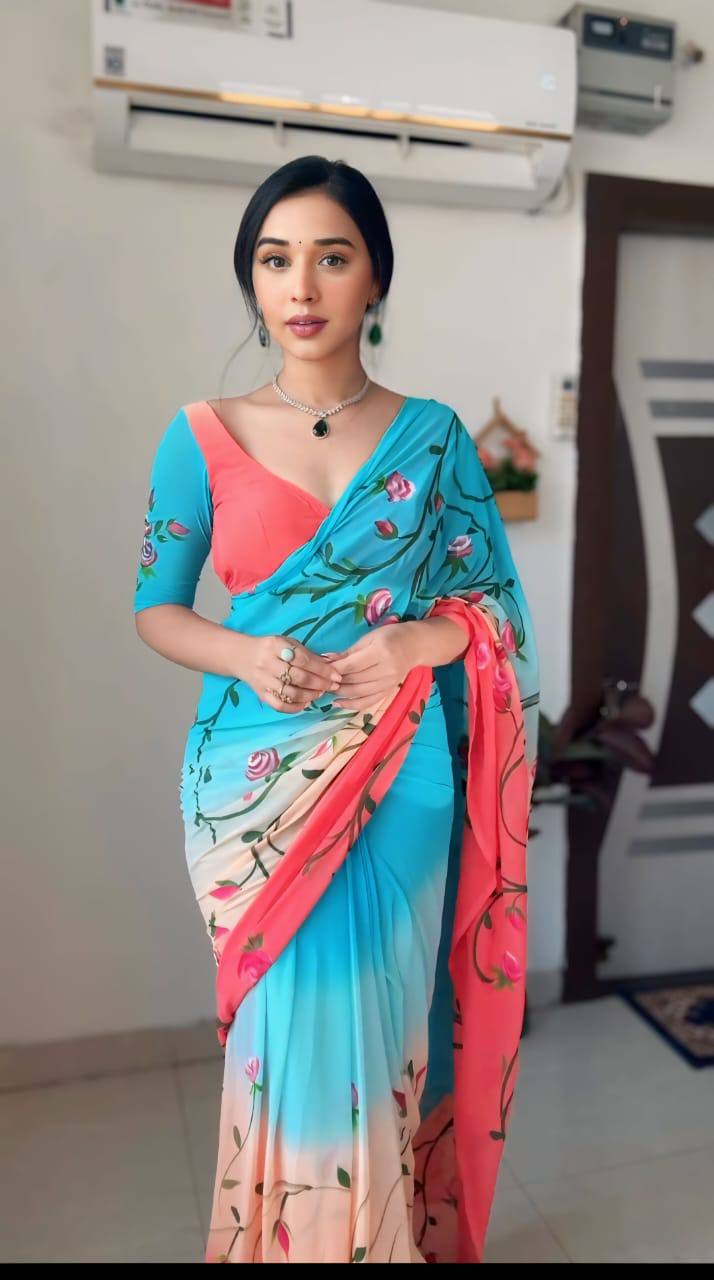 "Effortless Elegance: Ready to Wear Soft Georgette Silk Saree in 1 Minute"