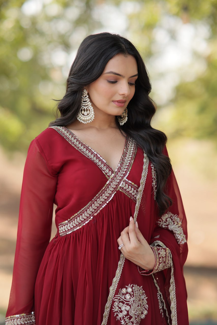 Premium Readymade Alia Cut Gown with Dupatta Set