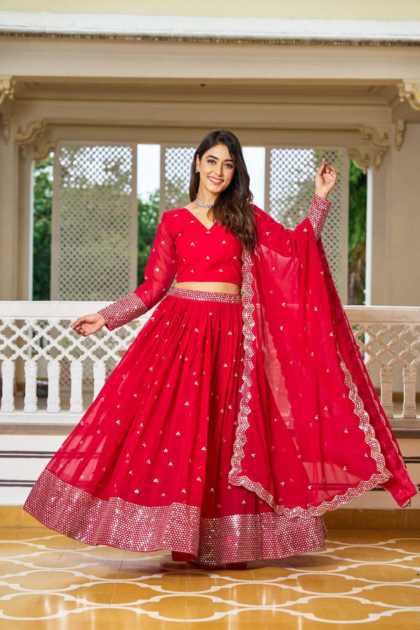 Vibrant Color Dupatta Plus Size Lehenga