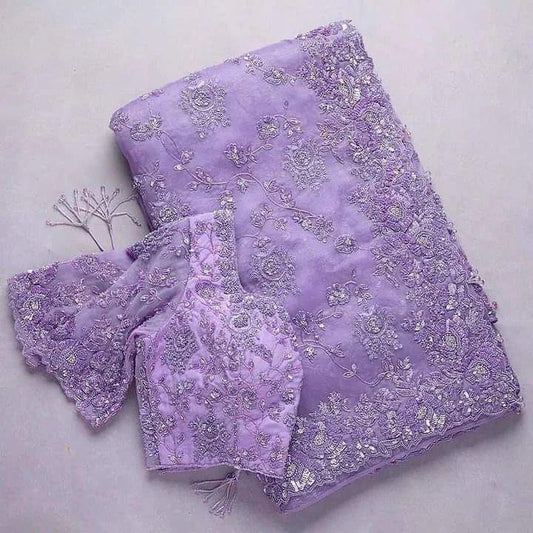 Embroidered Organza Saree with Designer Blouse