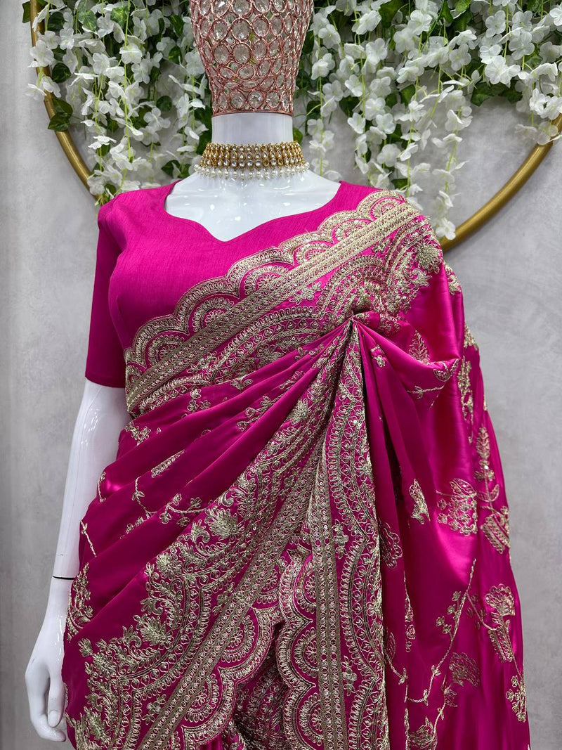 Designer Saree with Coding and Sequence Work