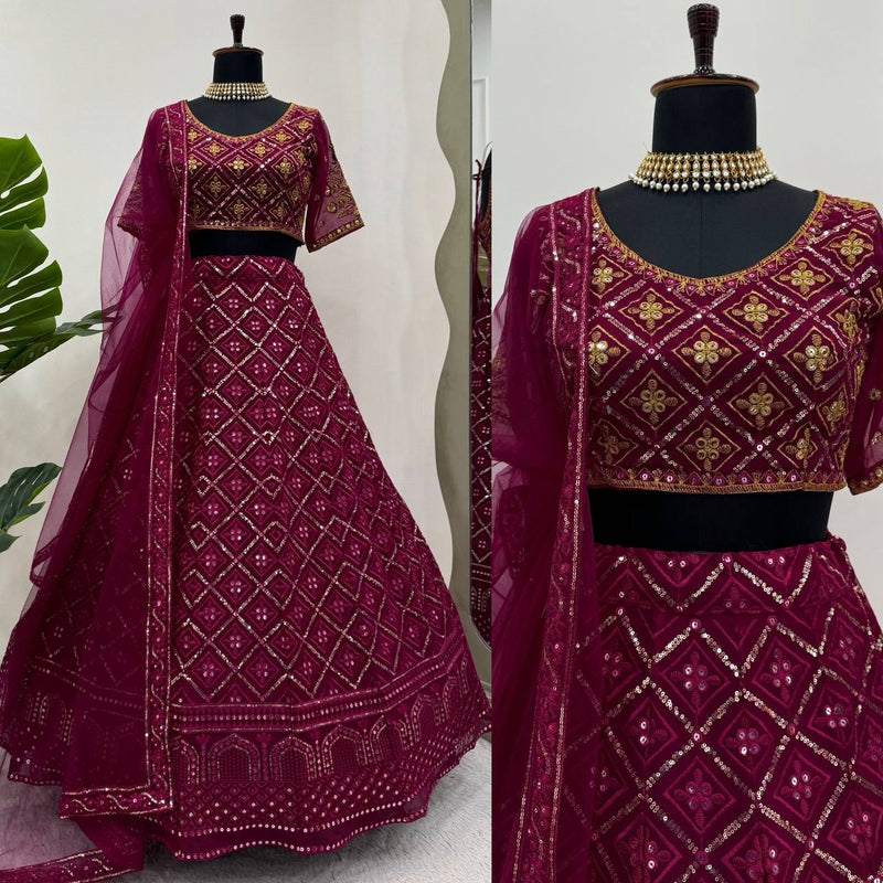 Elegant Semi-Stitched Faux Georgette Lehenga Choli with Sequins Work