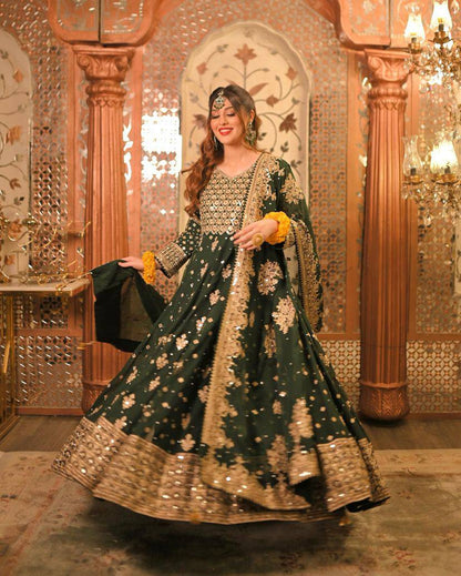 SEQUINS EMBROIDERY WORK ANARKALI DRESS