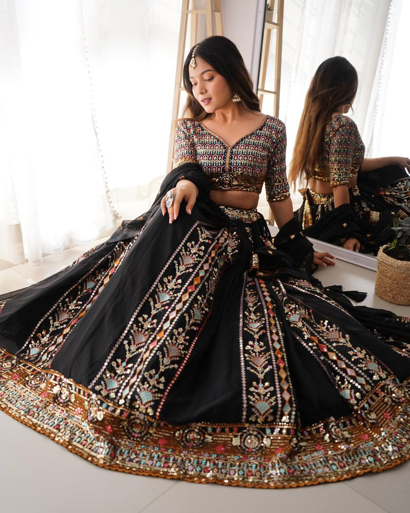 Elegant Semi-Stitched Faux Georgette Lehenga Choli with Sequins Work