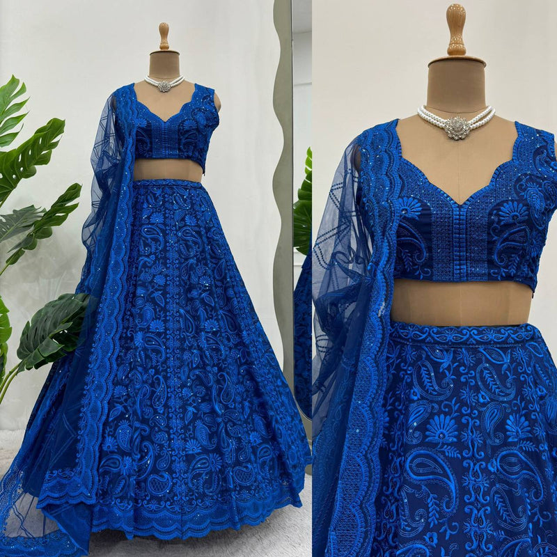 Exquisite Faux Georgette Lehenga with 3.4-Meter Flair & Butterfly Net Dupatta