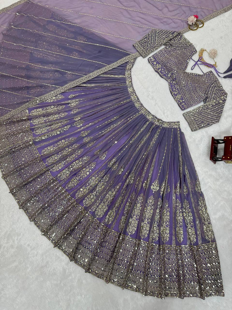 Elegant Semi-Stitched Faux Georgette Lehenga Choli with Sequins and Coding Dori Work