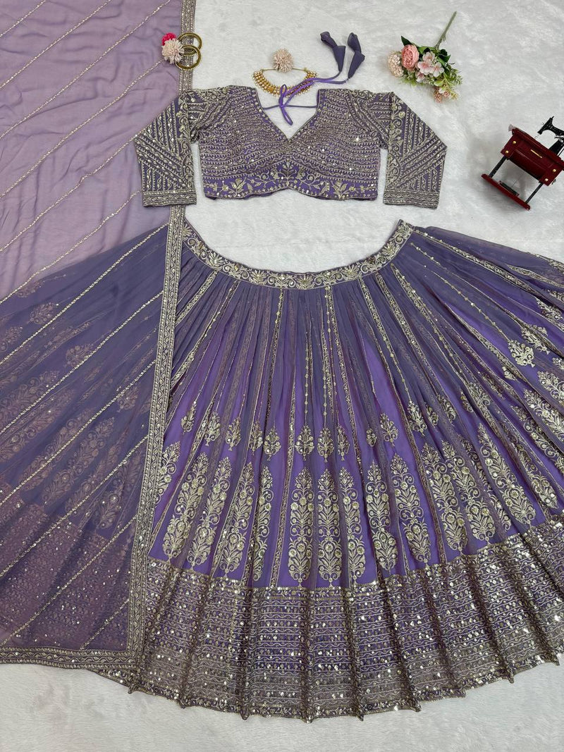 Elegant Semi-Stitched Faux Georgette Lehenga Choli with Sequins and Coding Dori Work