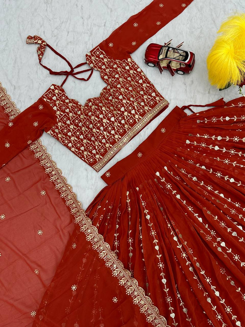 Designer Lehenga Choli Set with Heavy 7mm Sequence Work - Fox Georgette Fabric (Fully stitched)