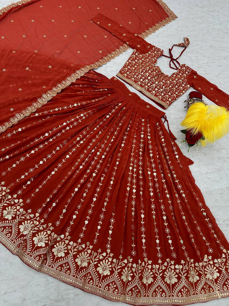 Designer Lehenga Choli Set with Heavy 7mm Sequence Work - Fox Georgette Fabric (Fully stitched)