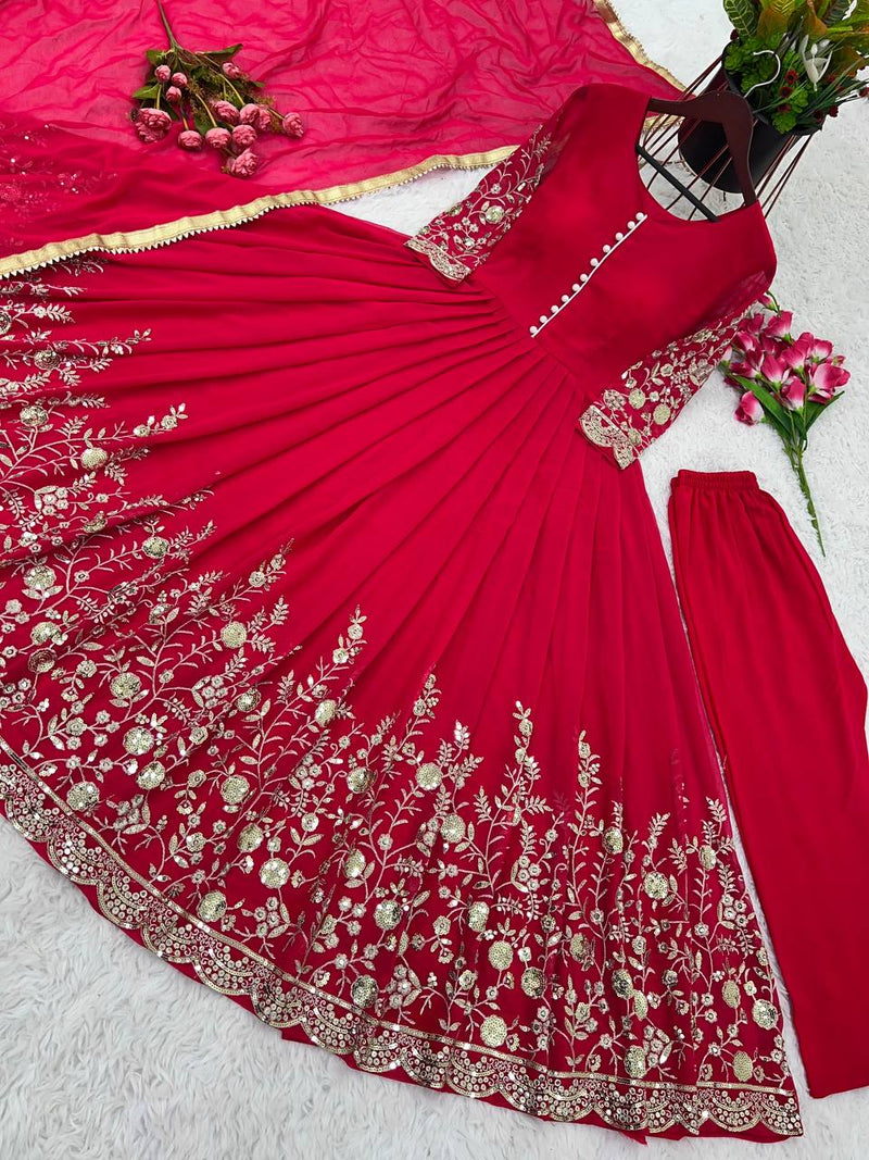 Elegant Red Designer Party Wear Gown