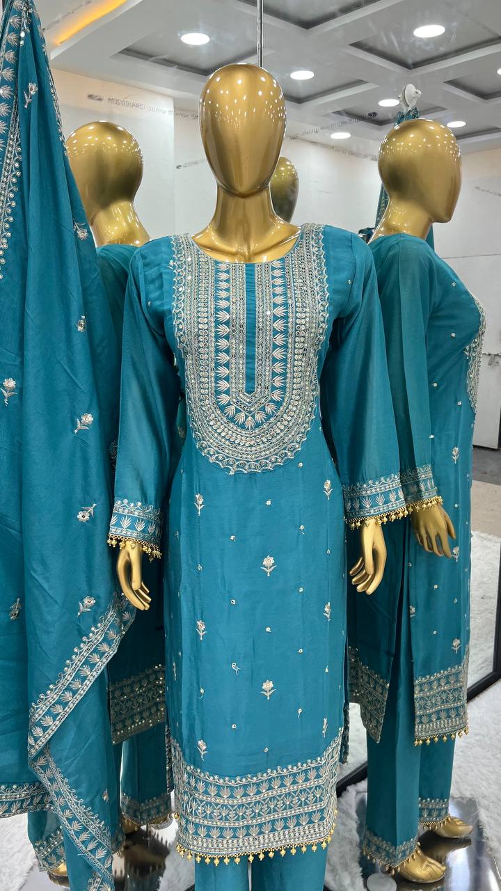 Elegant Designer Collection in Heavy Chinnon Silk and Embroidery Sequence Work