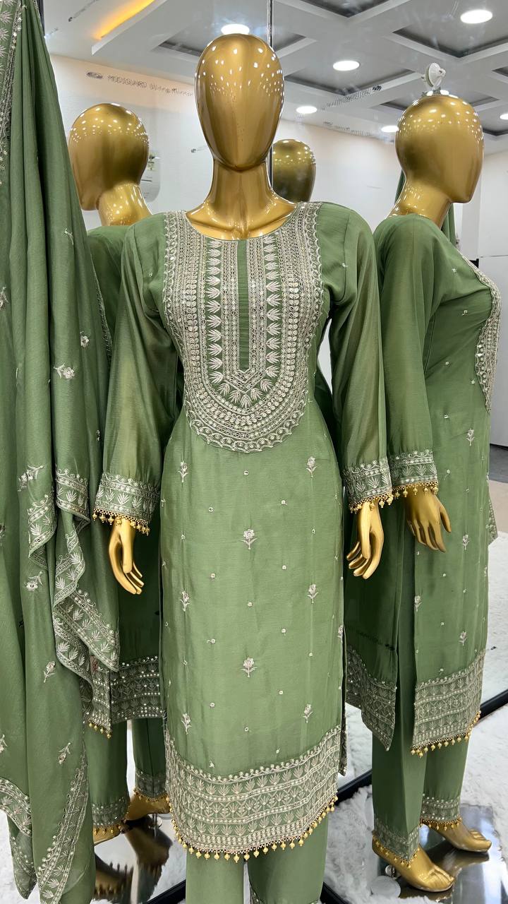 Elegant Designer Collection in Heavy Chinnon Silk and Embroidery Sequence Work